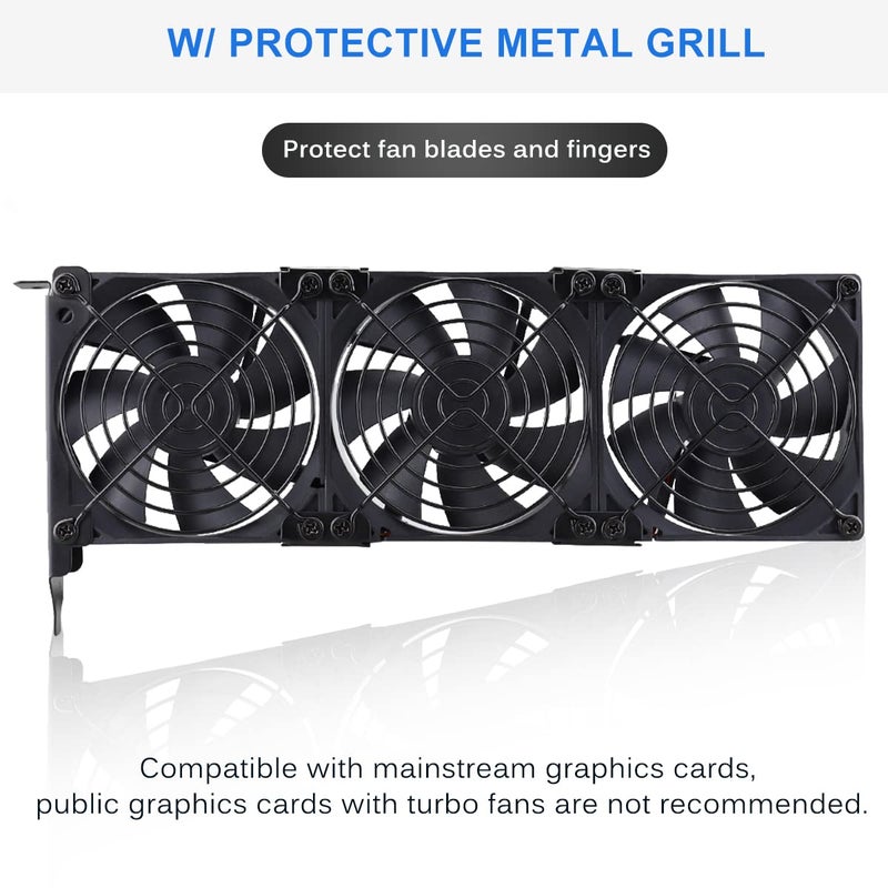 GDSTIME Graphic Card Fans, PCI Slot 3 x 90mm 92mm Fans, Graphics Card Cooler, Video Card VGA Cooler - Image 3